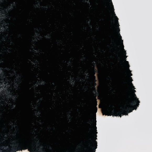 Zara Trf Outerwear Fuzzy Faux Fur Collarless Zip Front Coat in Black Size S EUC - Picture 14 of 16